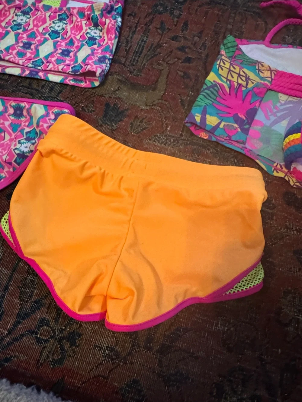 Kids Neon Pink & Orange Swim Set